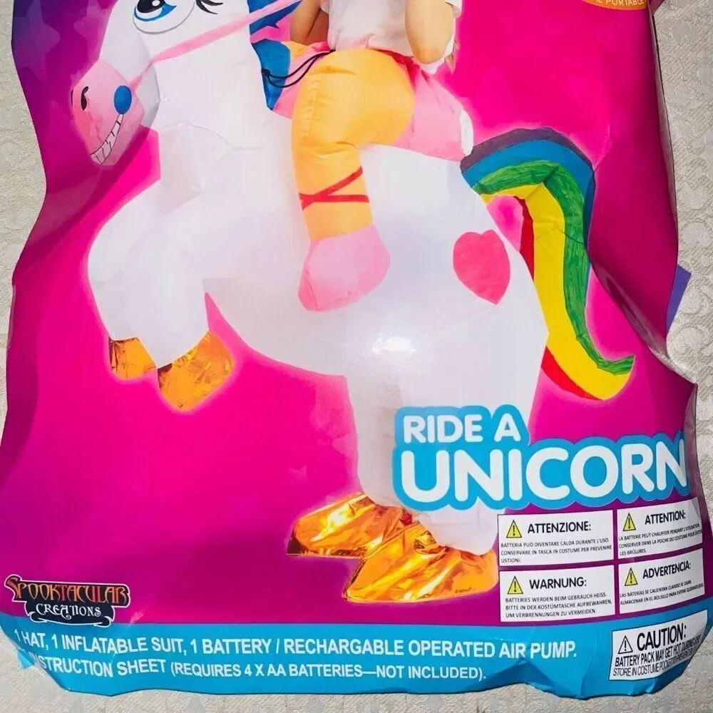 Halloween Ride A Unicorn Child 7-10 Inflatable Costume Battery Pack Dress-up